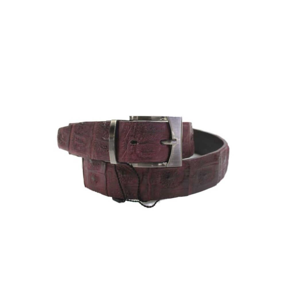 Bernini Mens Genuine American Alligator Silver Tone Buckle Belt Purple Size 36